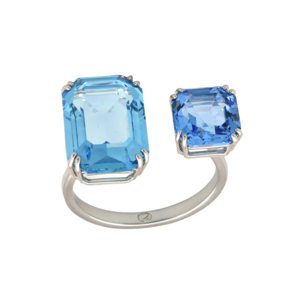 Swarovski Rhodium Plated, Crystal Rings Women's Blue