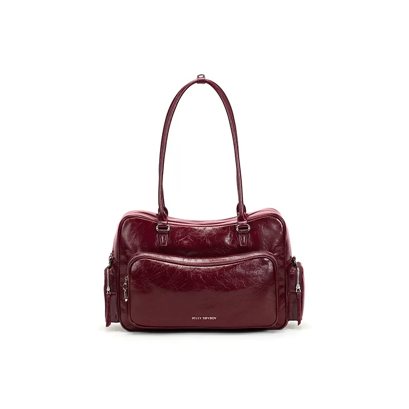 JELLYTOYBOY Cow Leather Train Toast Bag One Shoulder Underarm Crossbody Bag Regular Women's Ancora Red