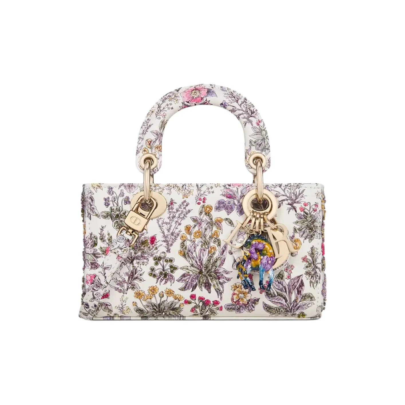 DIOR Lady D JOY Calfskin One Shoulder Handbag Micro Women's Ecru