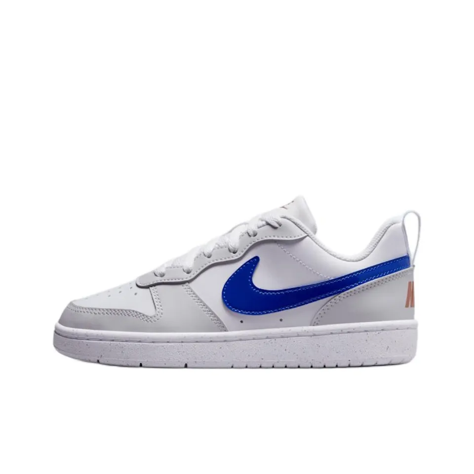 Nike Court Borough Anti Slip Wear Resistant Low Top Kids' Skateboarding Shoes White Blue