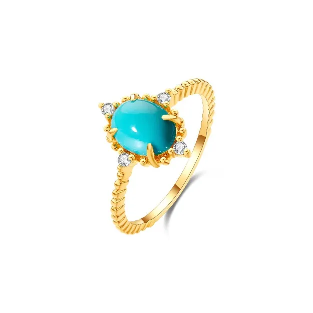 IL&CO. 18K Gold Diamond Turquoise Rings Women's