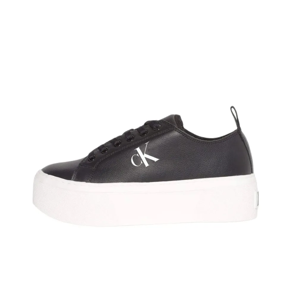CKJ CALVIN KLEIN JEANS Low Top Skateboard Shoes Women's Black