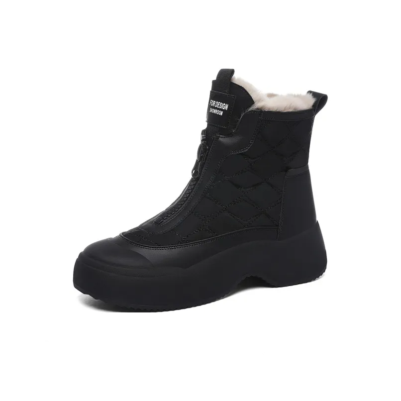 Golden Silk Rabbit Термический Износостойкий Увеличивающий Высоту Противоскользящий Короткий MID Ботинки для снега Женские