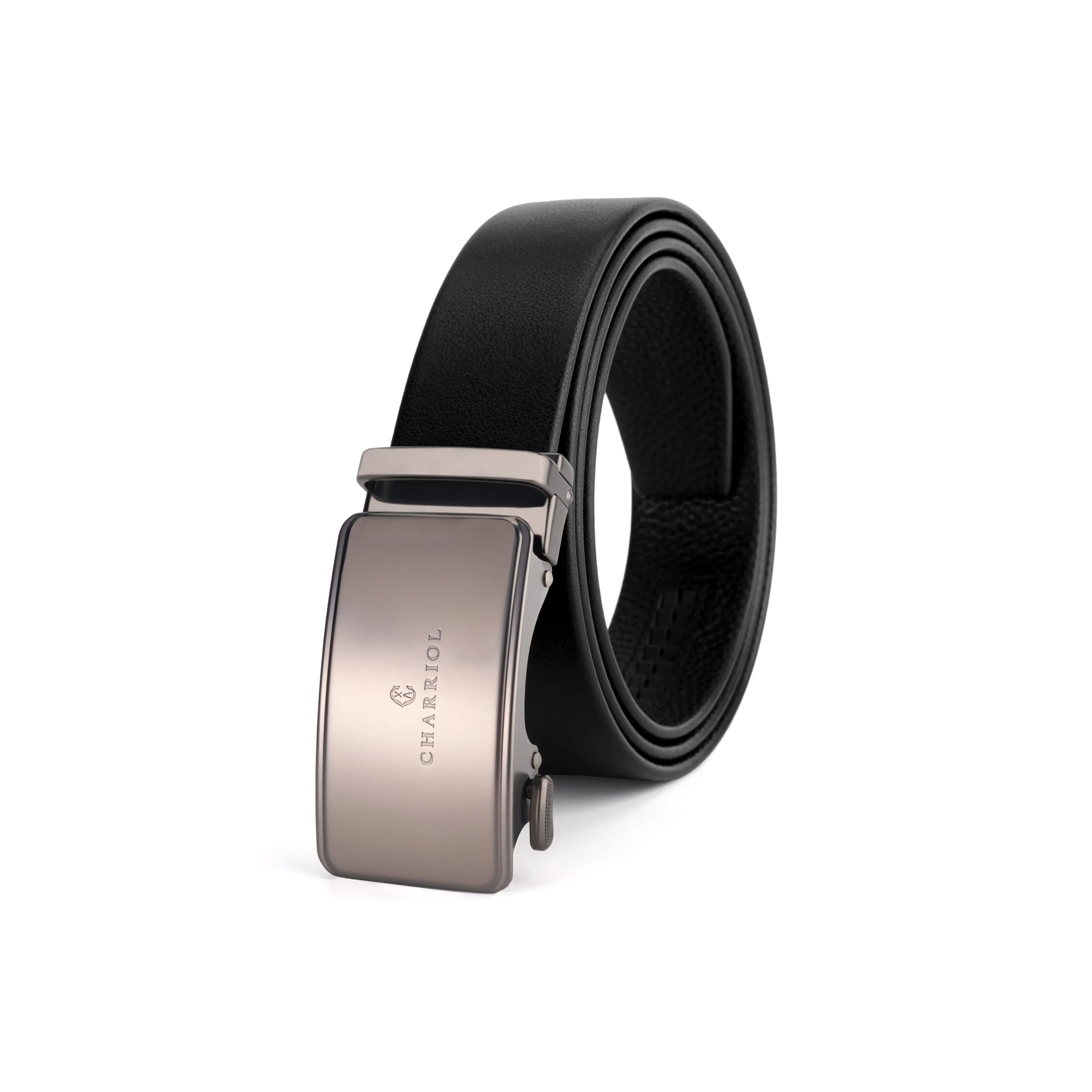 CHARRIOL Cow Leather Belts Men's Black 3.5cm