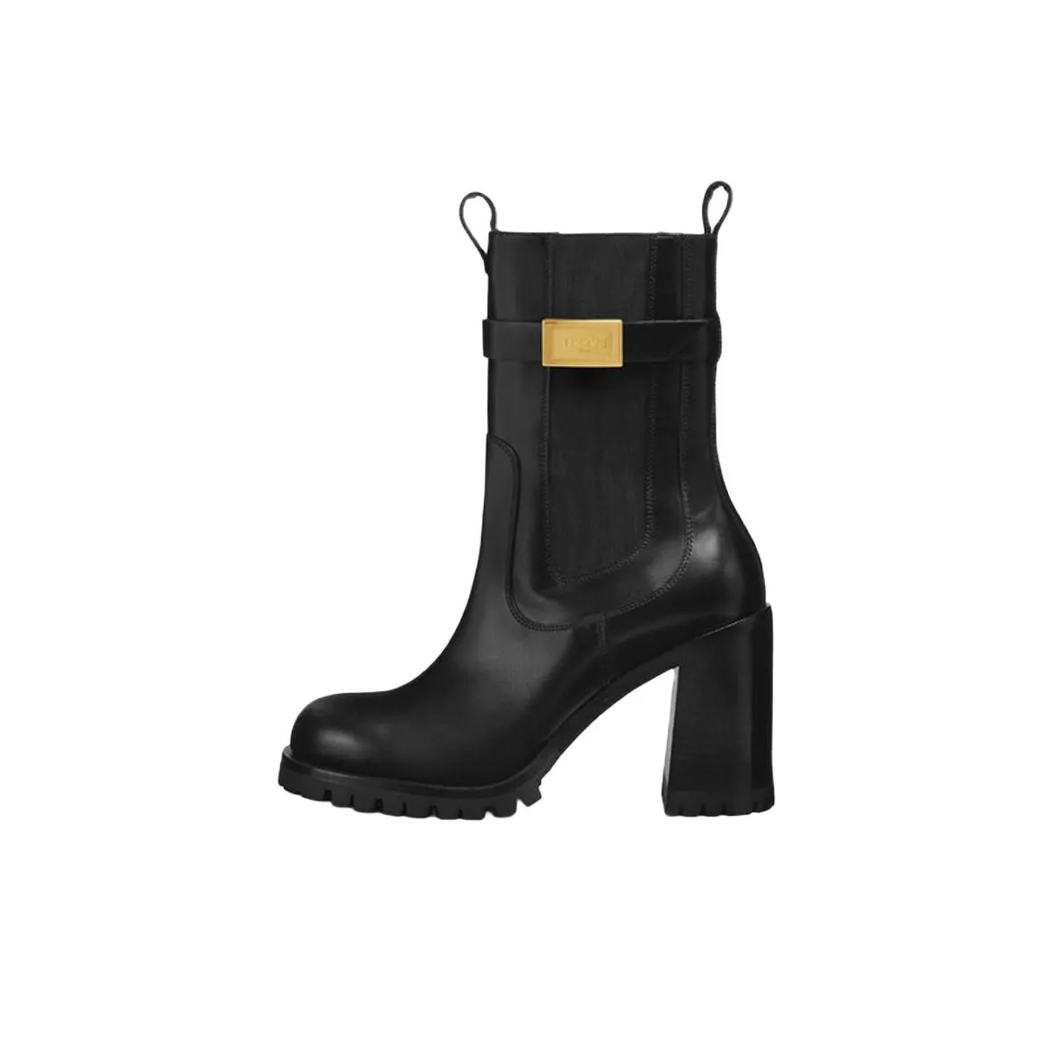 VERSACE Leda Short Chelsea Boots 8.5cm Women's Black
