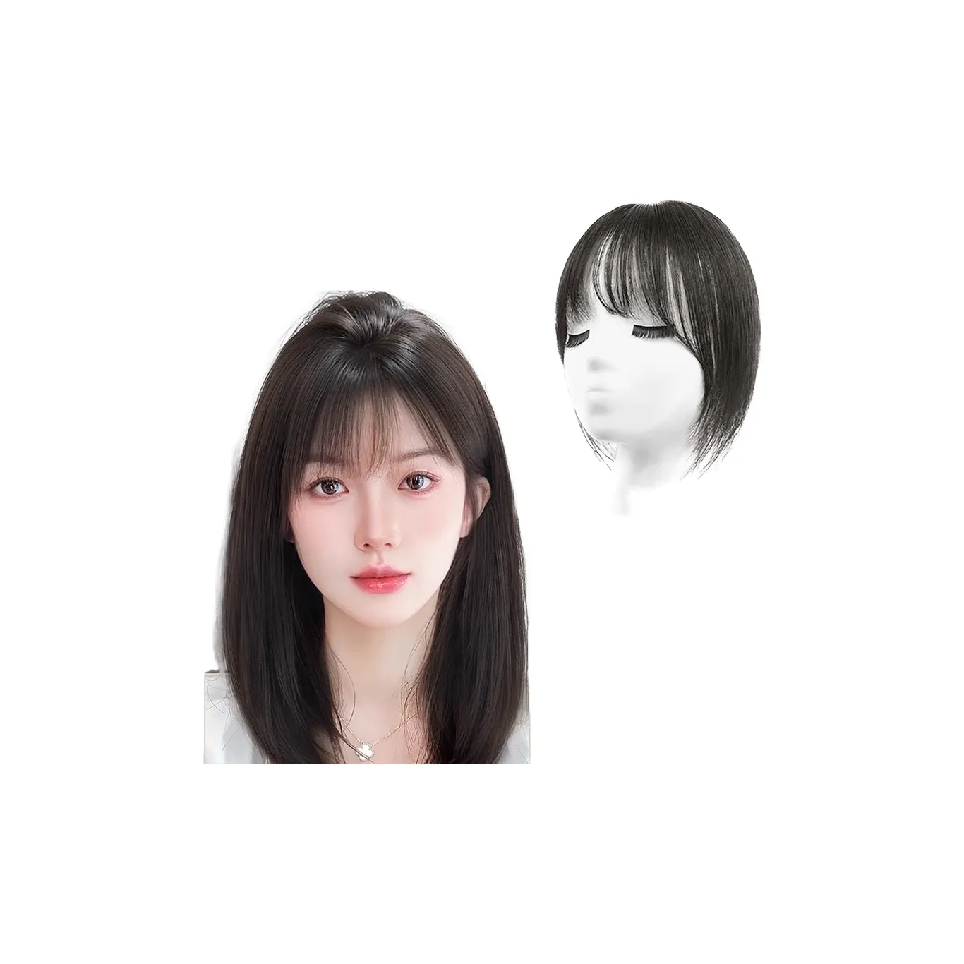 WANWANFENG Замена Чёлки Патч для Париков Натуральный Мокко