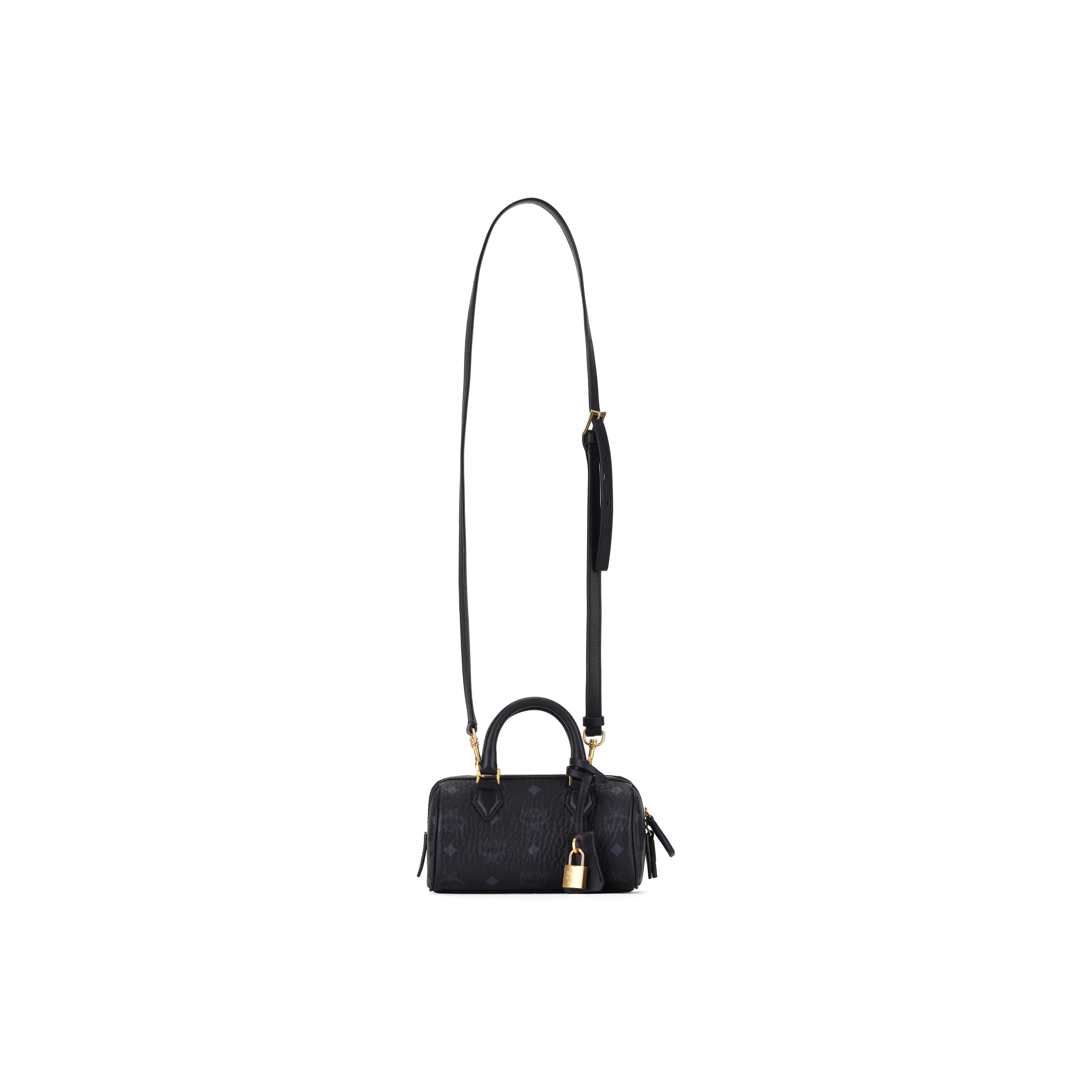 MCM Ella Canvas With Leather Boston Bag, Shoulder Bag, Crossbody Bag, Handbag Mini Women's Black