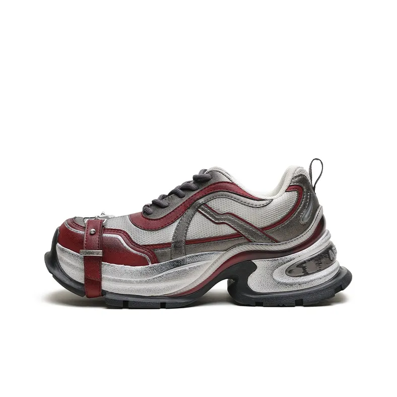 ABCICEY Slip-resistant визуально увеличивающие рост низкие топовые массивные кроссовки женские грязно-красные