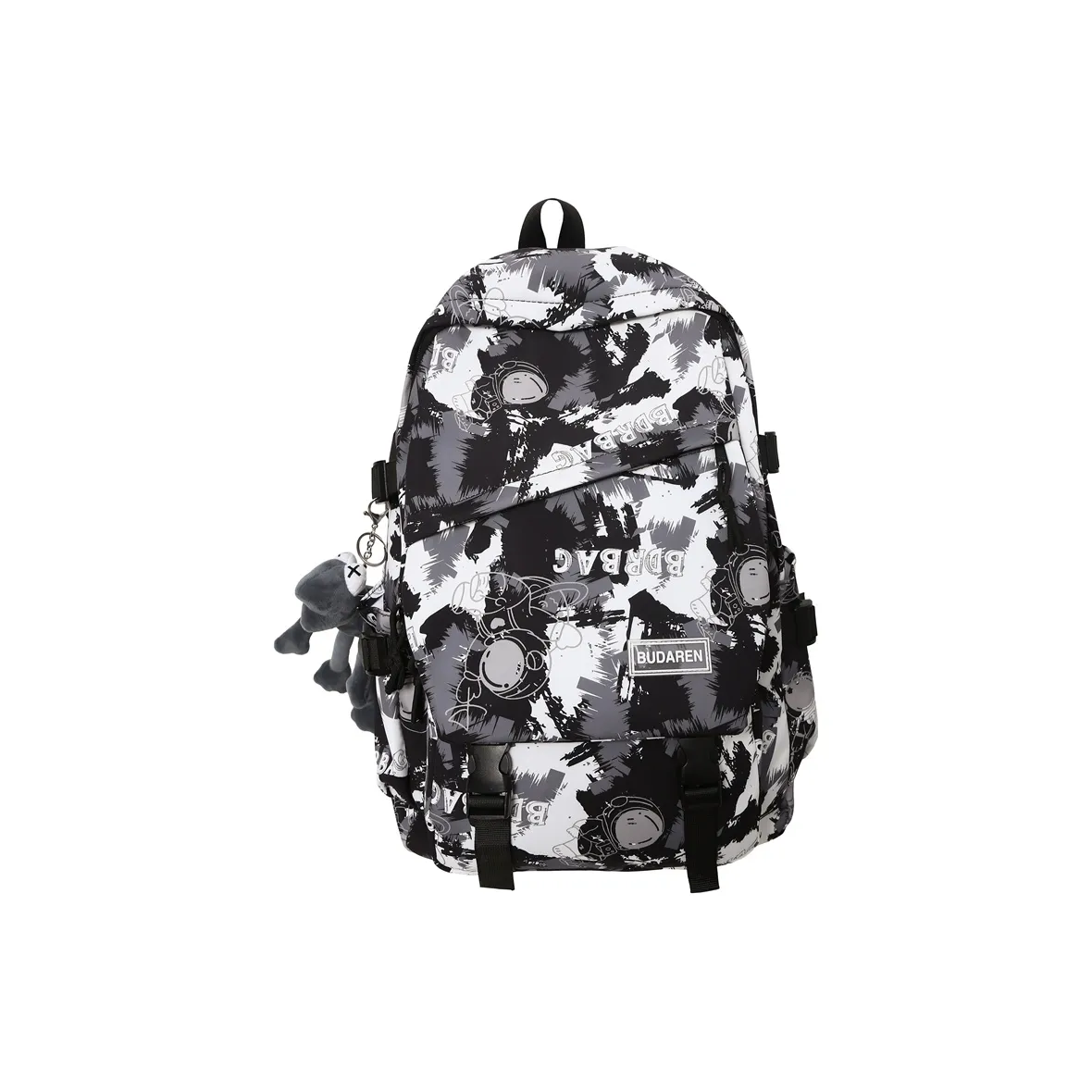 BAODIDAISHU Nylon Comfortable Bib & Brace Backpack Unisex Black/White/Blue