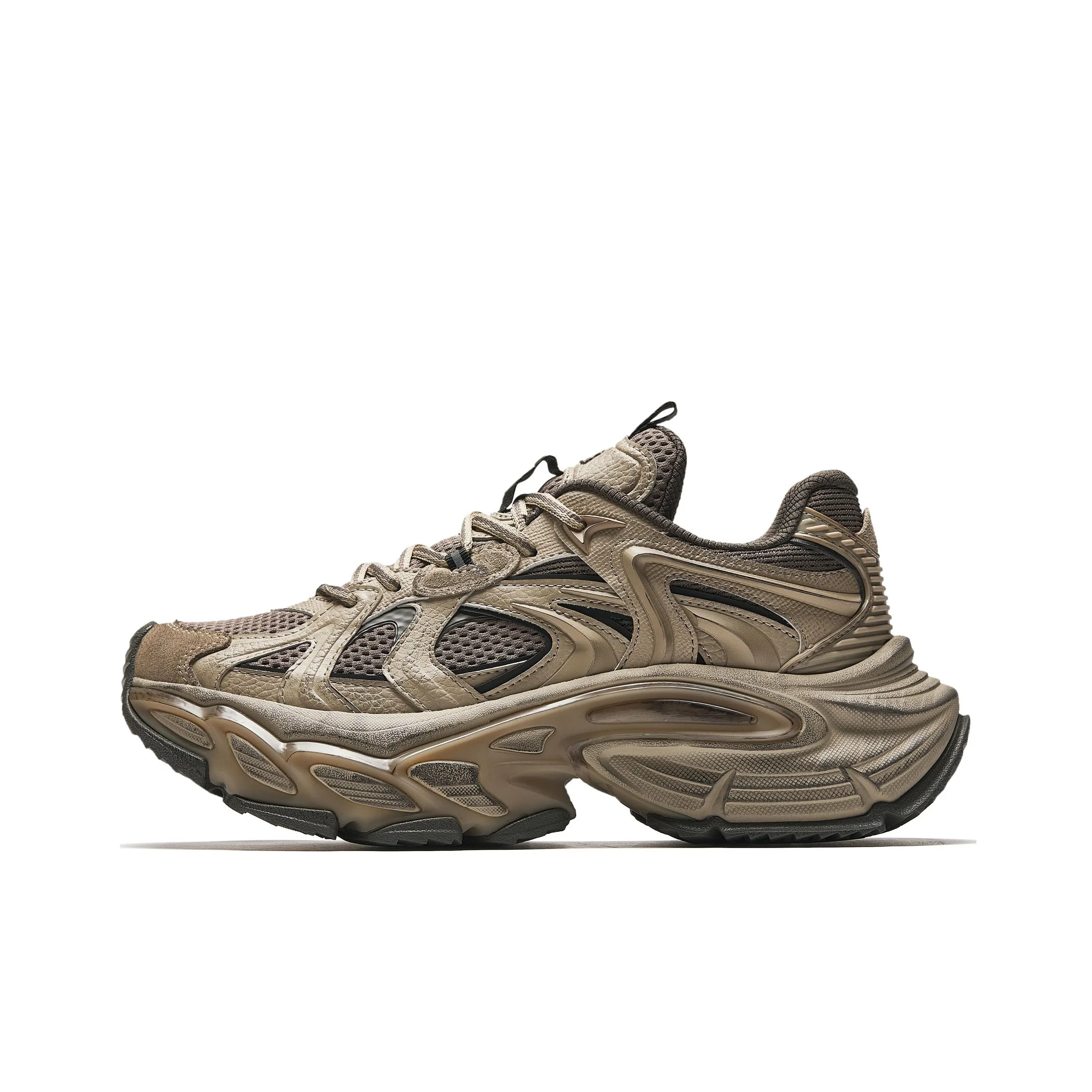 Anta Height Increasing Wear-Resistant Slip-Resistant Low-Top Chunky Sneakers Men's Brown