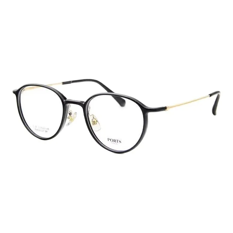 PORTS Титановый сплав Круглые Оправы для очков Женские Черный Золото