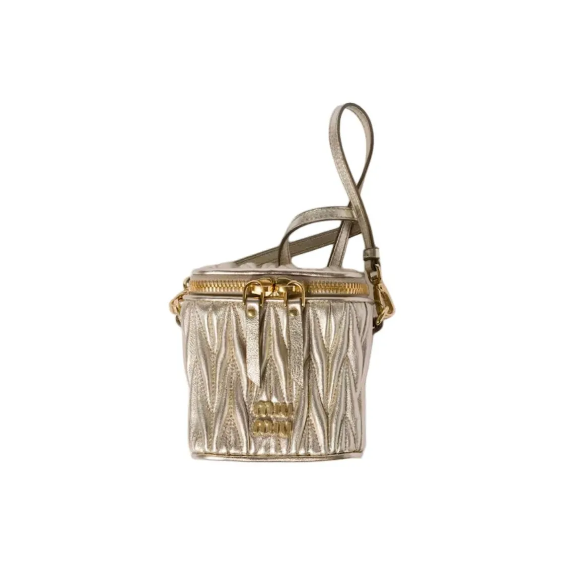 MIU MIU Lambskin Crossbody Bag Mini Women's Pyrite