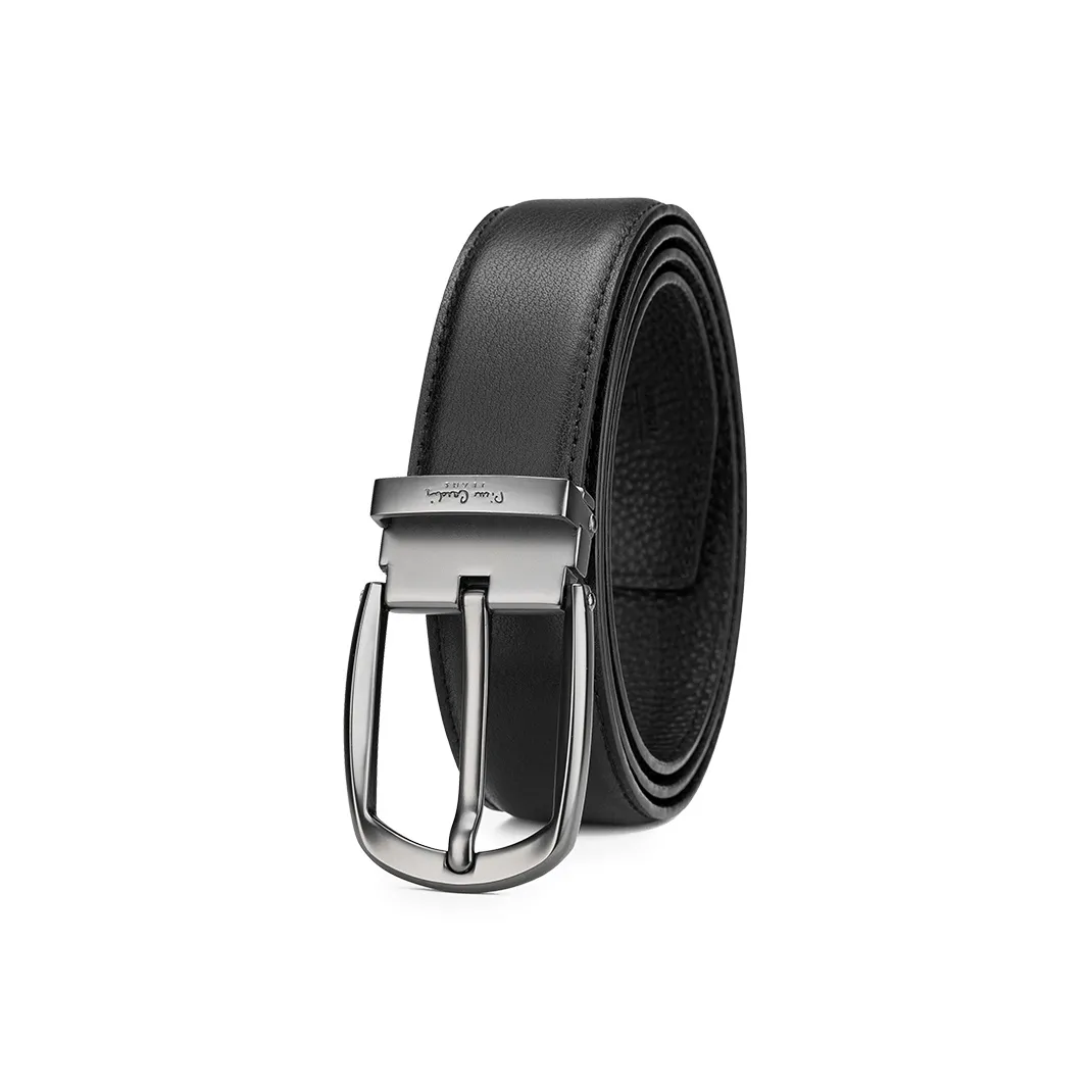 PIERRE CARDIN Cow Leather Belts Men's Black Width 3.4cm