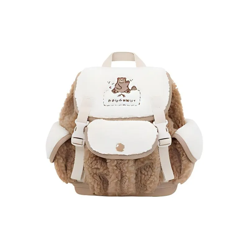 Doughnut Polyamide With Polyester And Acrylic Backpack Small Size Women's Affordable/Hazelnut