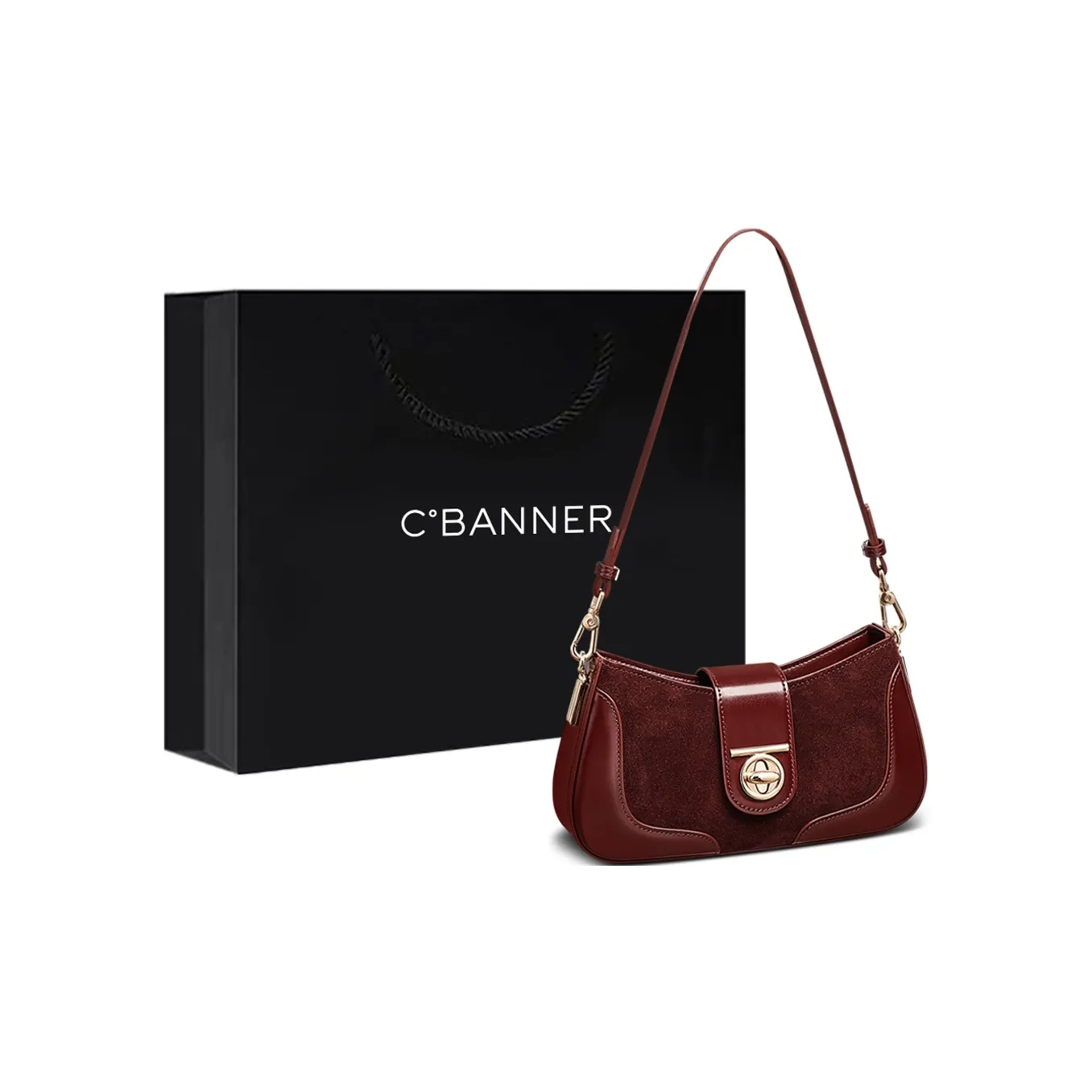 C°BANNER Сумка через плечо из синтетической кожи среднего размера женская кофейного красного цвета