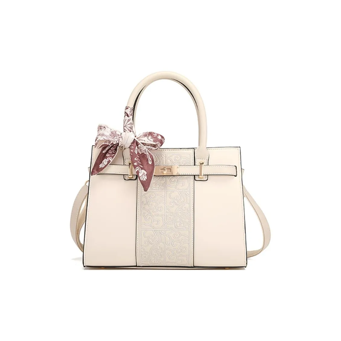 PAYOT Microfiber Synthetic Leather Handbag, One Shoulder, Crossbody Bag Regular Women's Ivory/Red