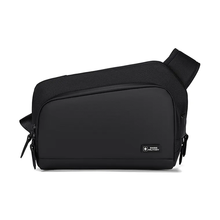 SWISS MILITARY PU With Polyester Shoulder Bag, Backpack, Crossbody Bag Regular Men's Black