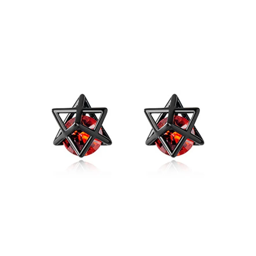 KING OF BLING 925 Sterling Silver With Zircon Stud Earrings Unisex