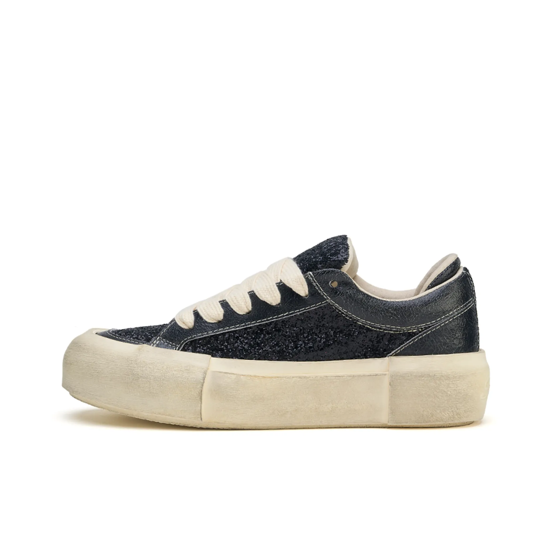 MATNUT Black, Distressed Platform Height Increasing Skateboard Shoes