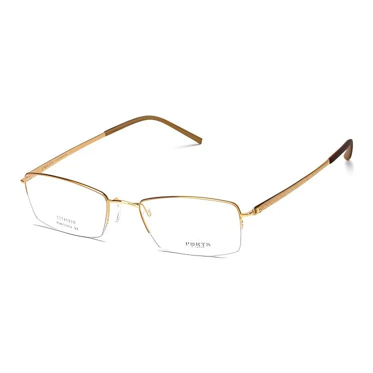 PORTS Титан Прямоугольные Оправы для очков Мужские Золотые
