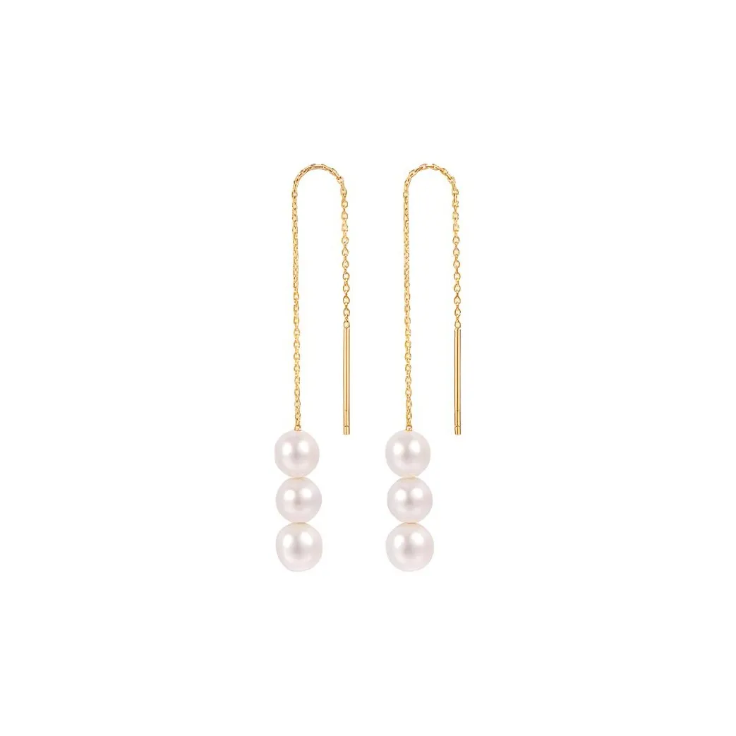 LAISHENTONGLING 18K Gold Drop Earrings Women's Gold/White