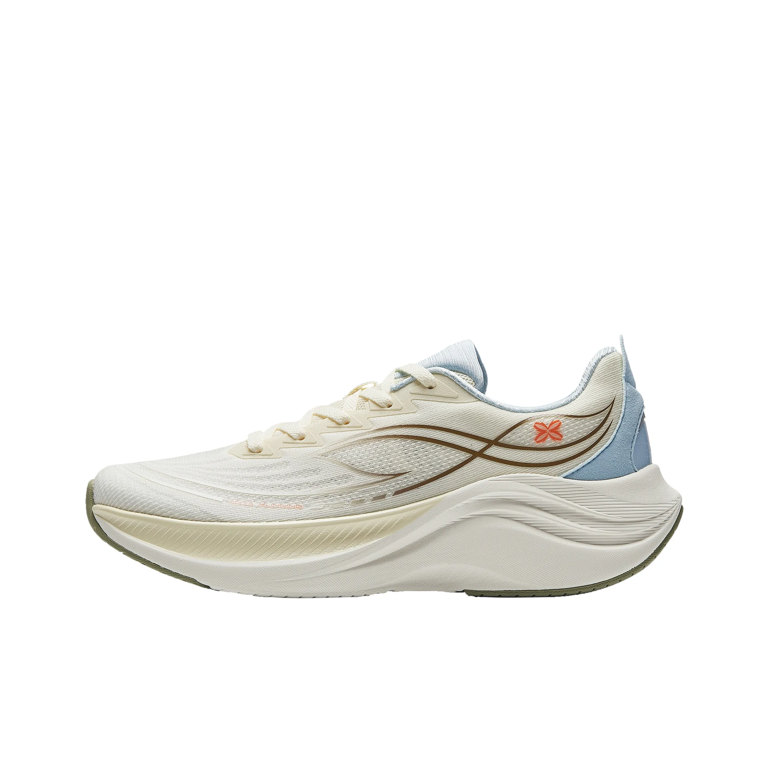 Anta Rebound Height Increasing Breathable Low-Top Casual Running Shoes Women's White Beige Blue