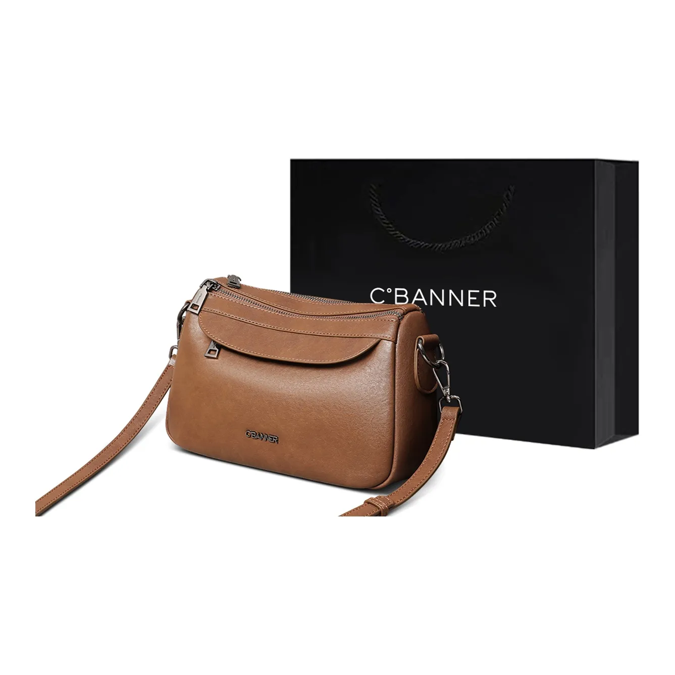 C°BANNER Сумка через плечо из коровьей кожи среднего размера женская коричневая