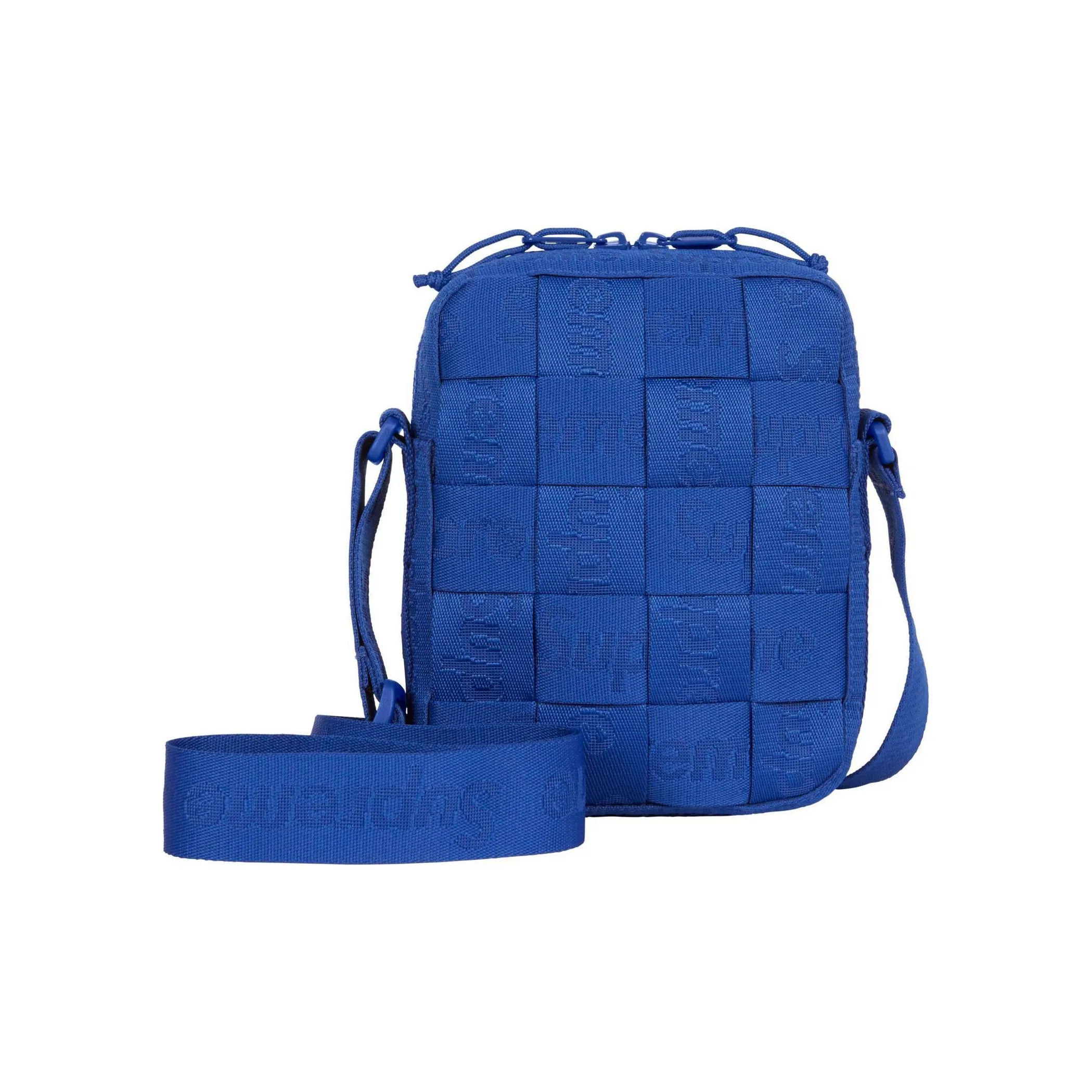 Multiple side pockets and daisy chain webbing loops on front of backpack