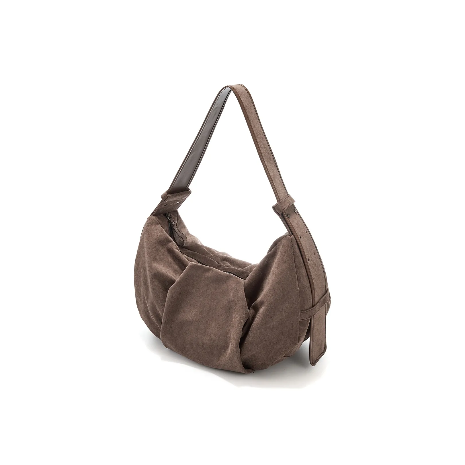 Yawei Kuroda Suede Hobo Bag Shoulder Bag Crossbody Bag Large Size Unisex Coffee
