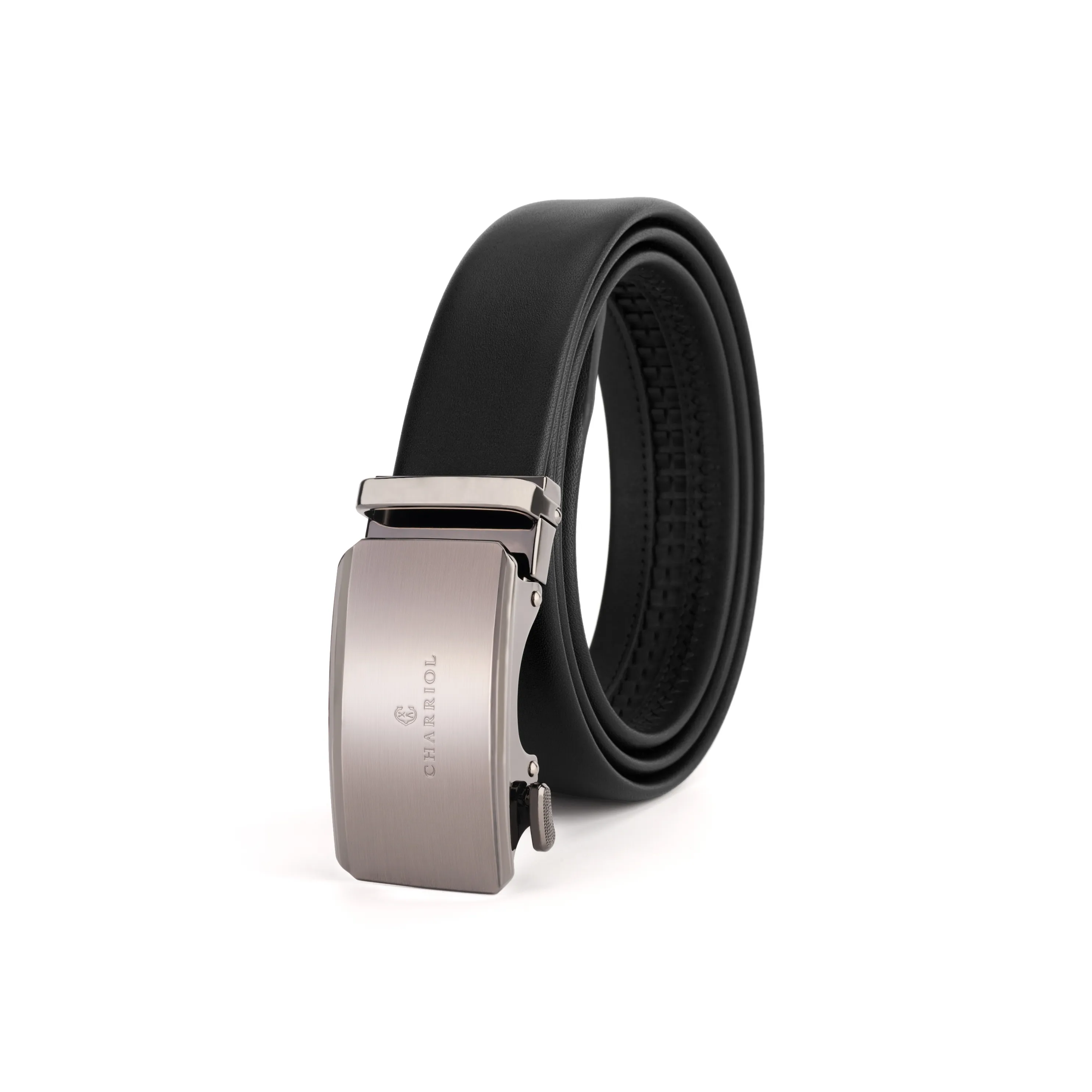 CHARRIOL Cow Leather Belts Men's Black 3.5cm