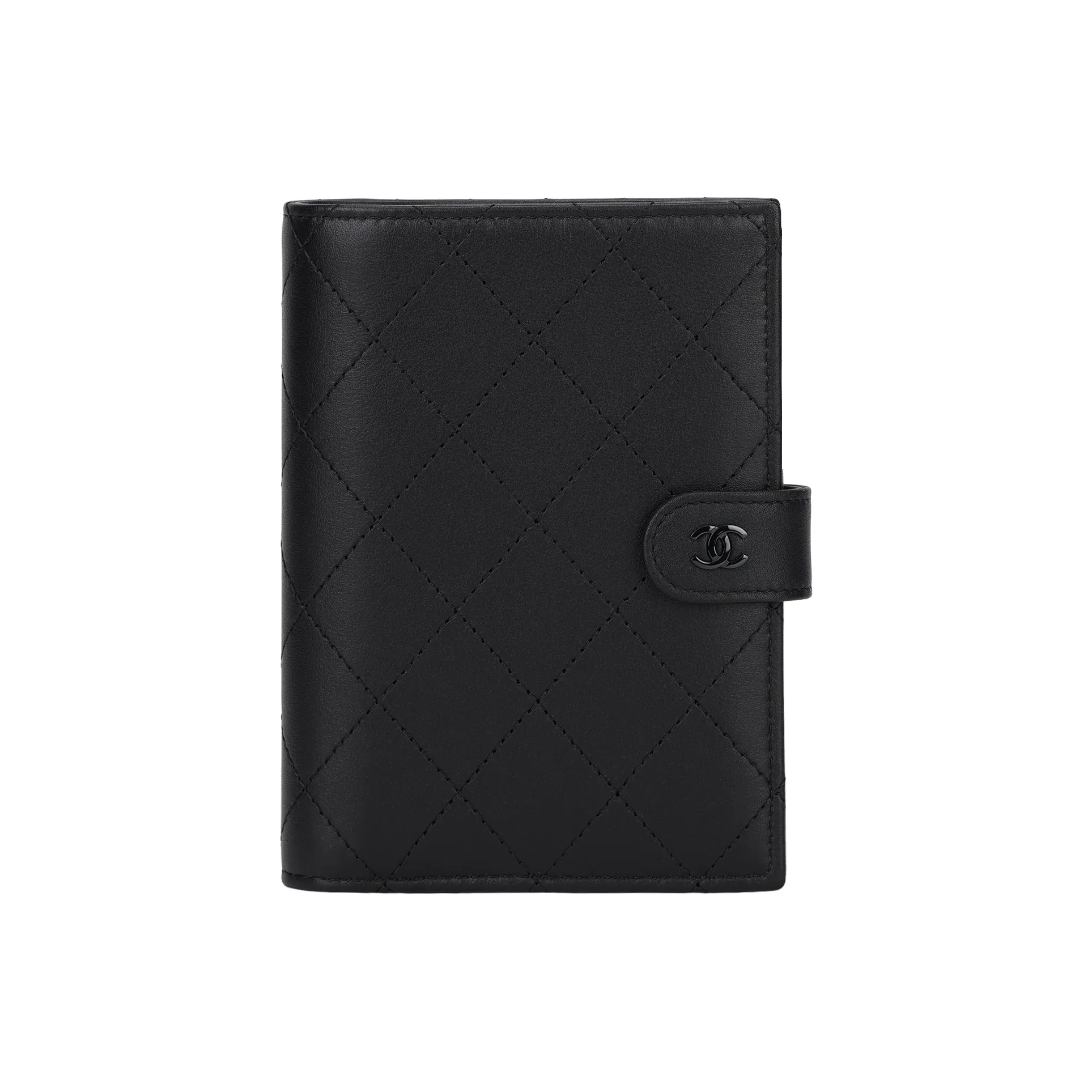 CHANEL Calfskin Passport Holder Women's Black
