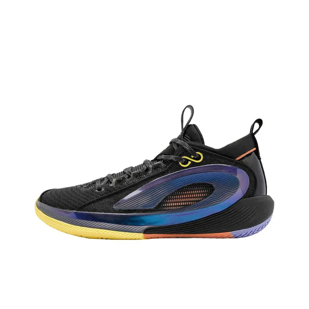 QIAODAN Cushioning Anti-Slip And Wear-Resistant Mid-Top Basketball Shoes Men's Black Orange