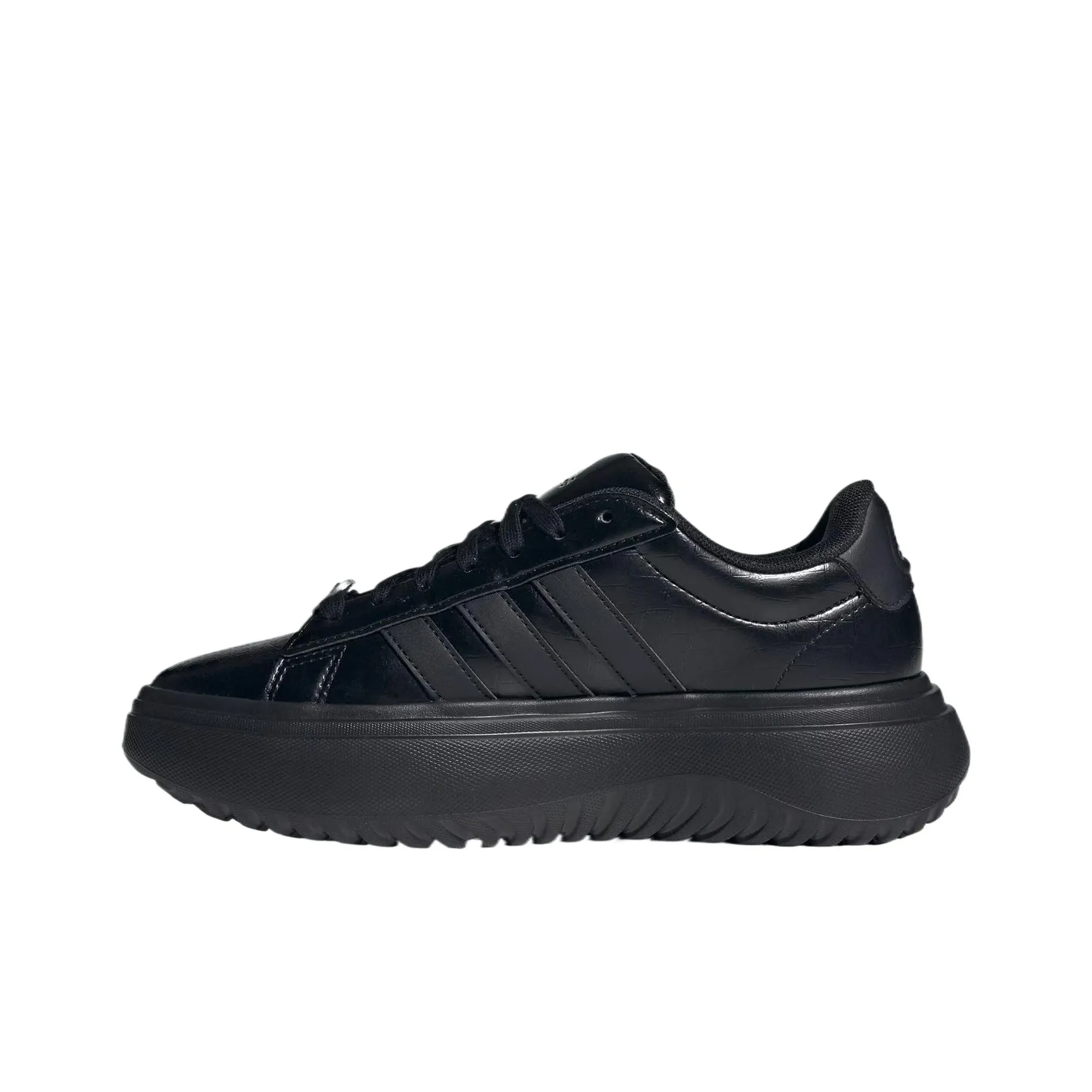 Adidas GRAND COURT PLATFORM Wear Resistant Low Top Tennis Shoes Women's Black