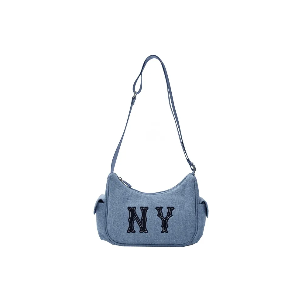 Mlb Base Logo Хлопок Хобо Сумка Сумка через плечо Женская Джинсовый Синий