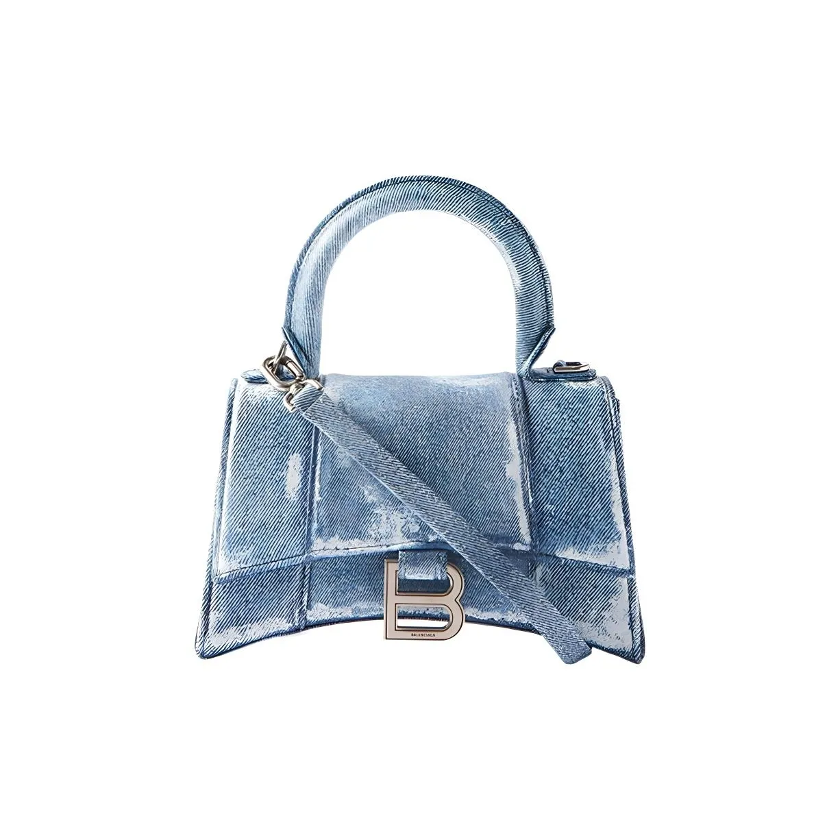 Balenciaga Hourglass Denim Handbag Extra Small Women's Denim Blue