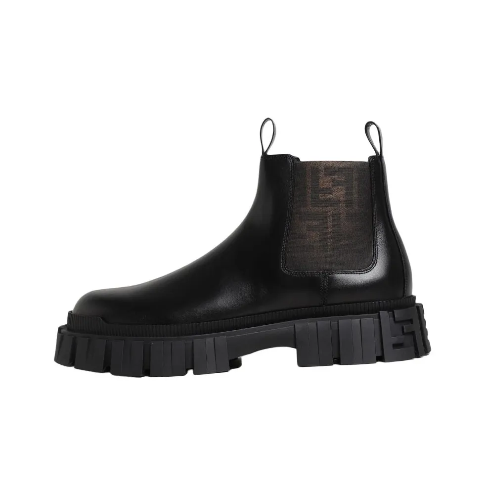 FENDI Logo Detailed Round Toe Ankle US10 Boots