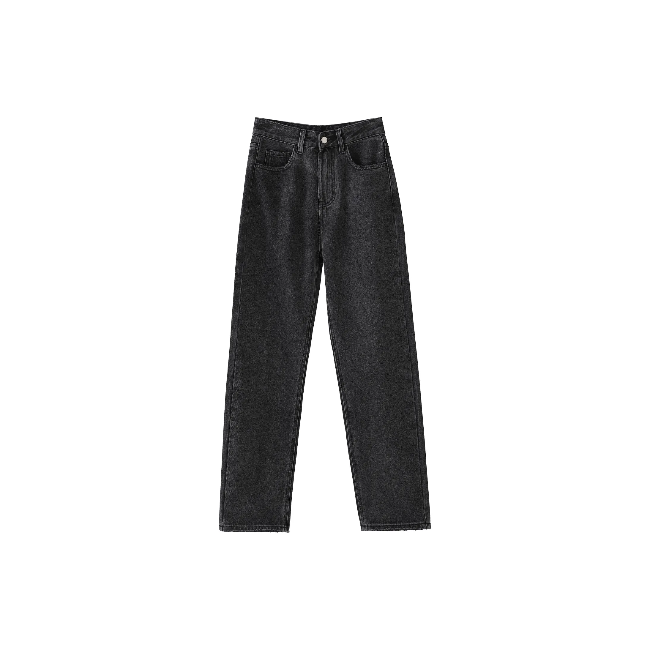 Fstudio Korean Petite High-Rise Straight Fit Jeans Women's Gray