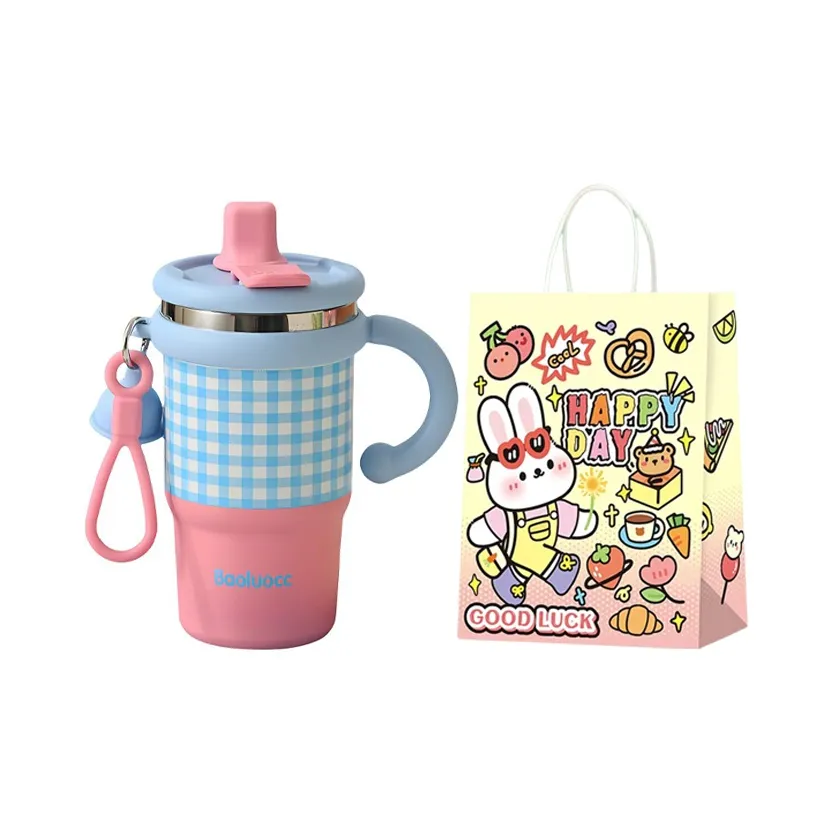 Imono Straw Cup Double-Use Insulated Ice King Cup For Home Large Capacity Portable Water Cup For Drinking 600ML