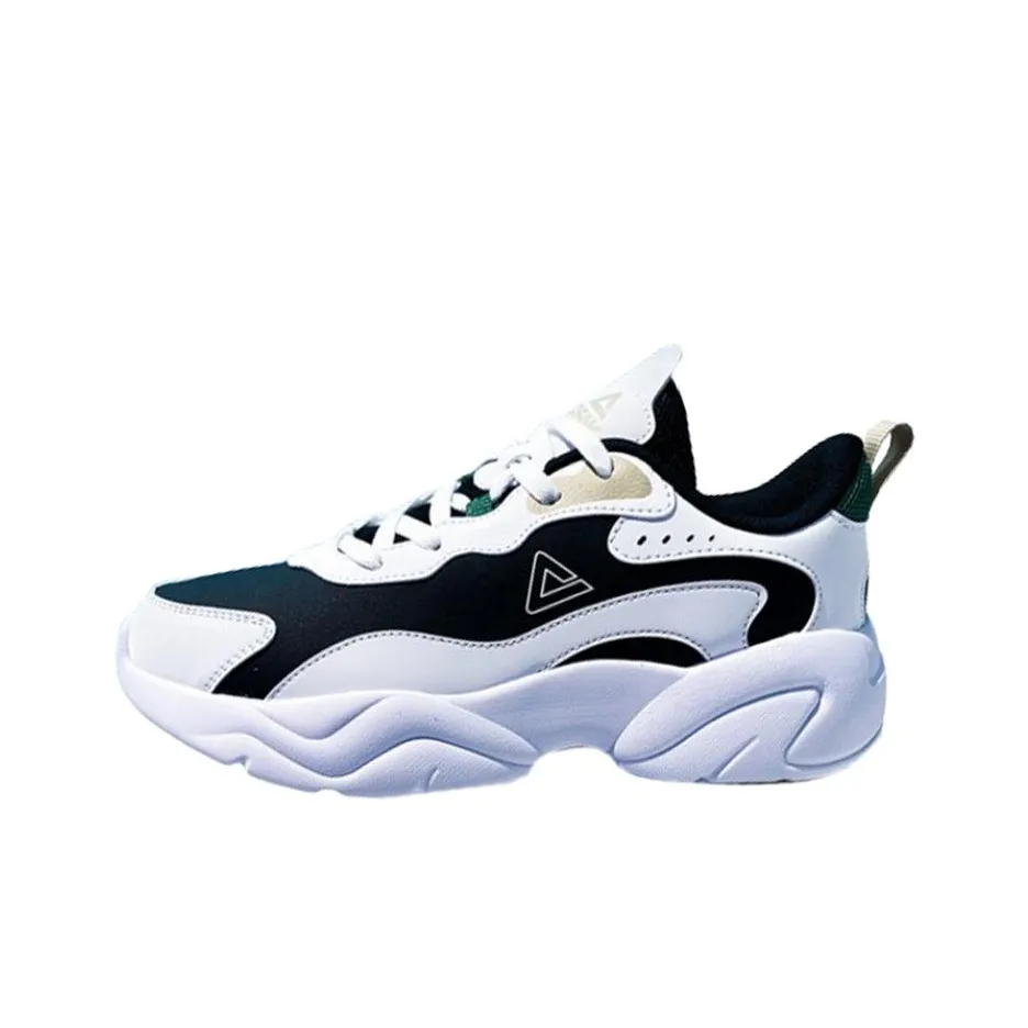 PEAK Cushioned Wear-Resistant Breathable Low-Top Casual Shoes Men's Black White/Bean Green