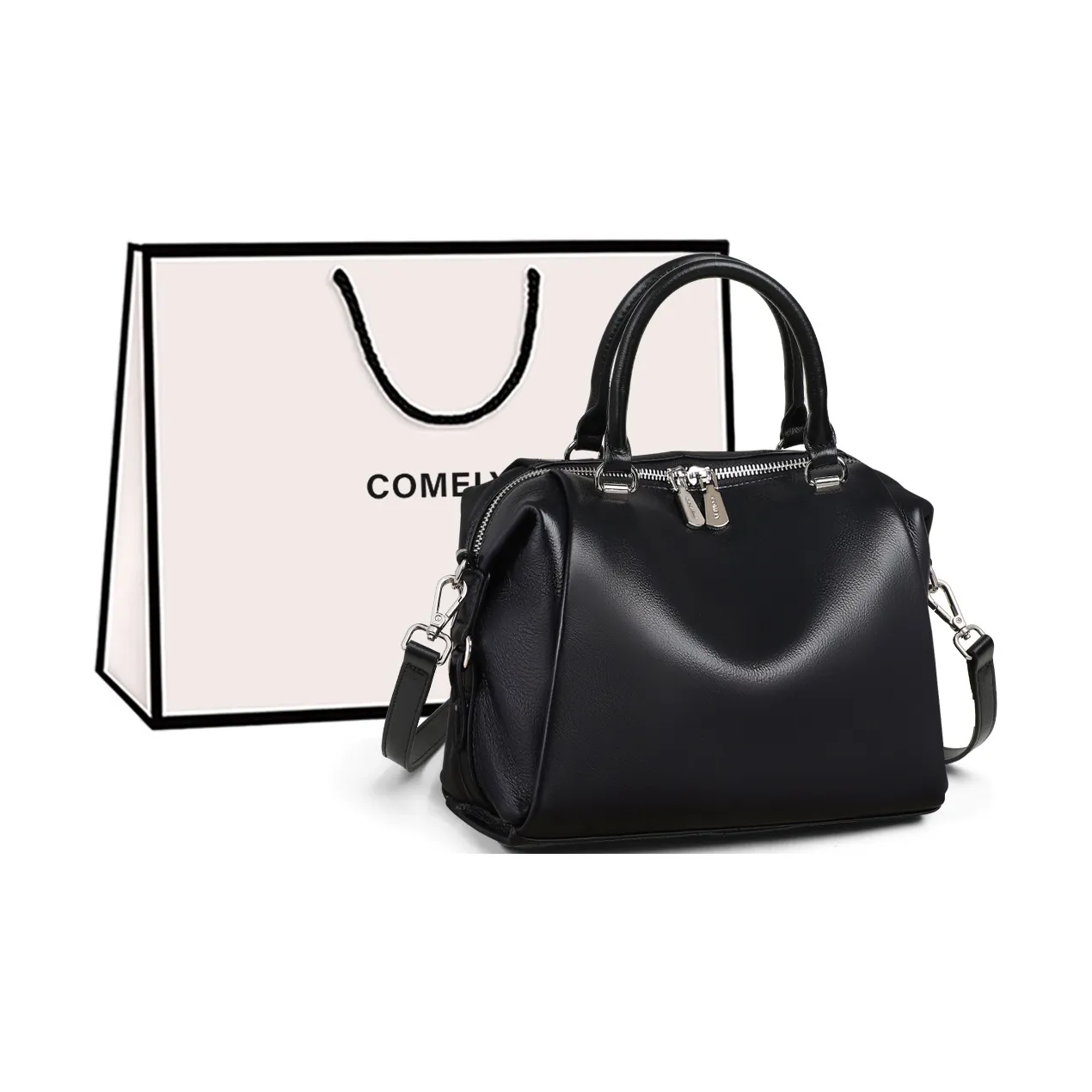 COMELY Коровья кожа с синтетической кожей одно плечо сумка стандартная женская черный