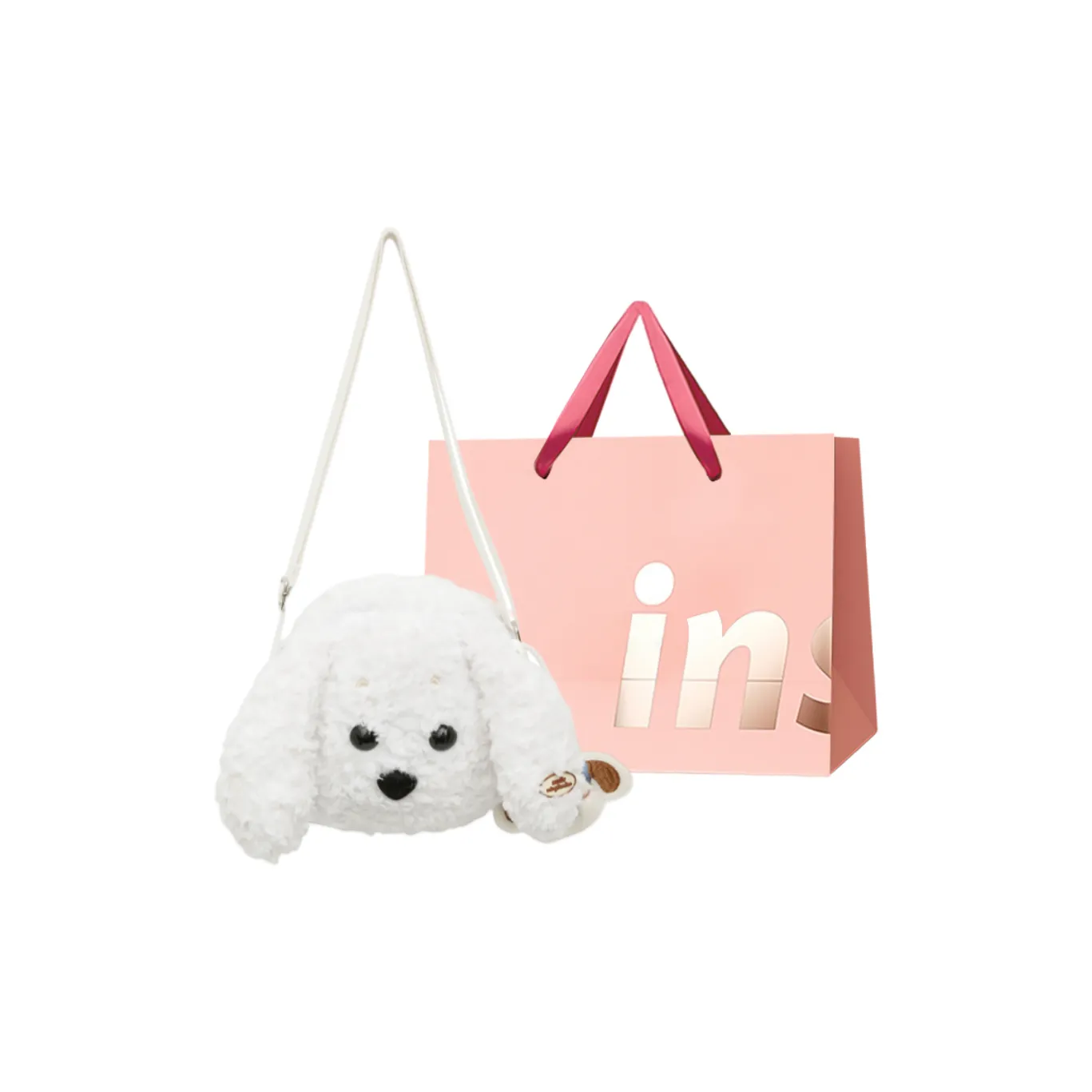 WHEELY BABY + Плюшевая сумка через плечо Женская Белая Темно-Коричневая