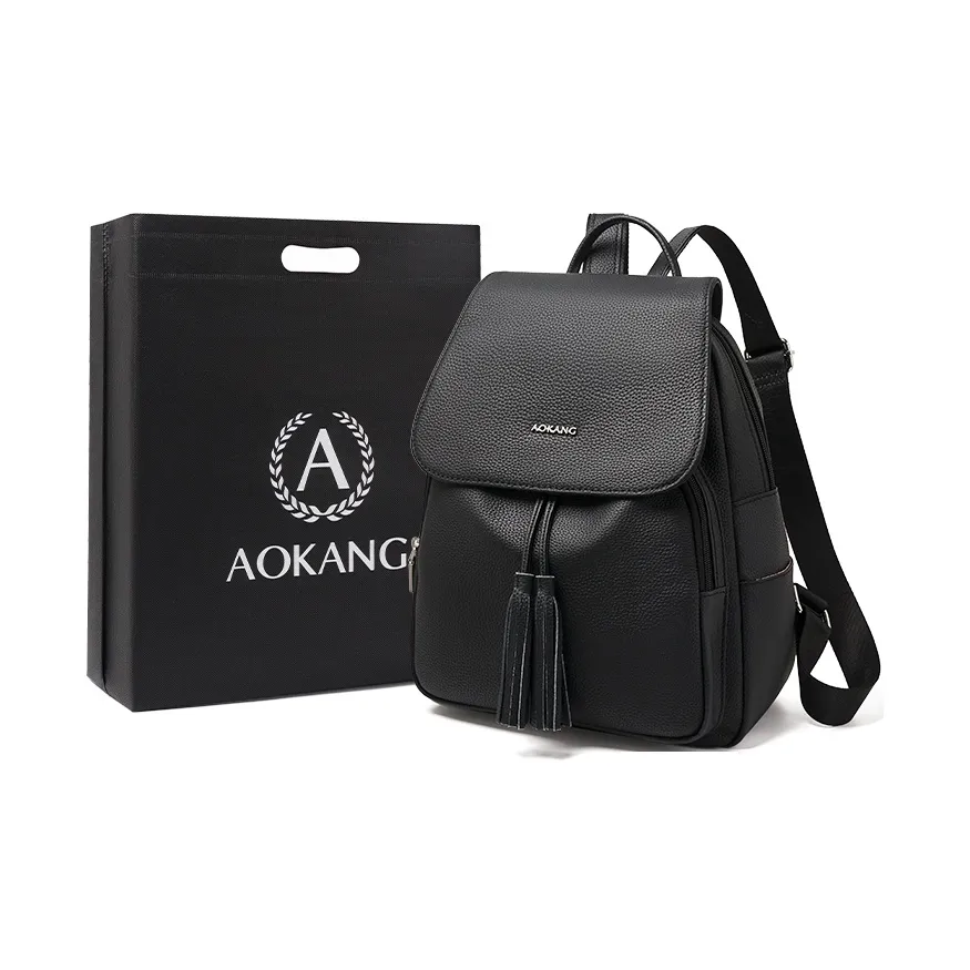 AOKANG Рюкзак из крупнозернистой текстуры коровьей кожи рюкзак сумка деловая поездка дорожная сумка большой