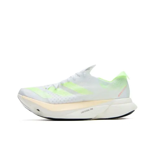 Adidas Adizero ADIOS Pro 3 Беговые кроссовки Низкие Бело-неоново-зеленые Унисекс