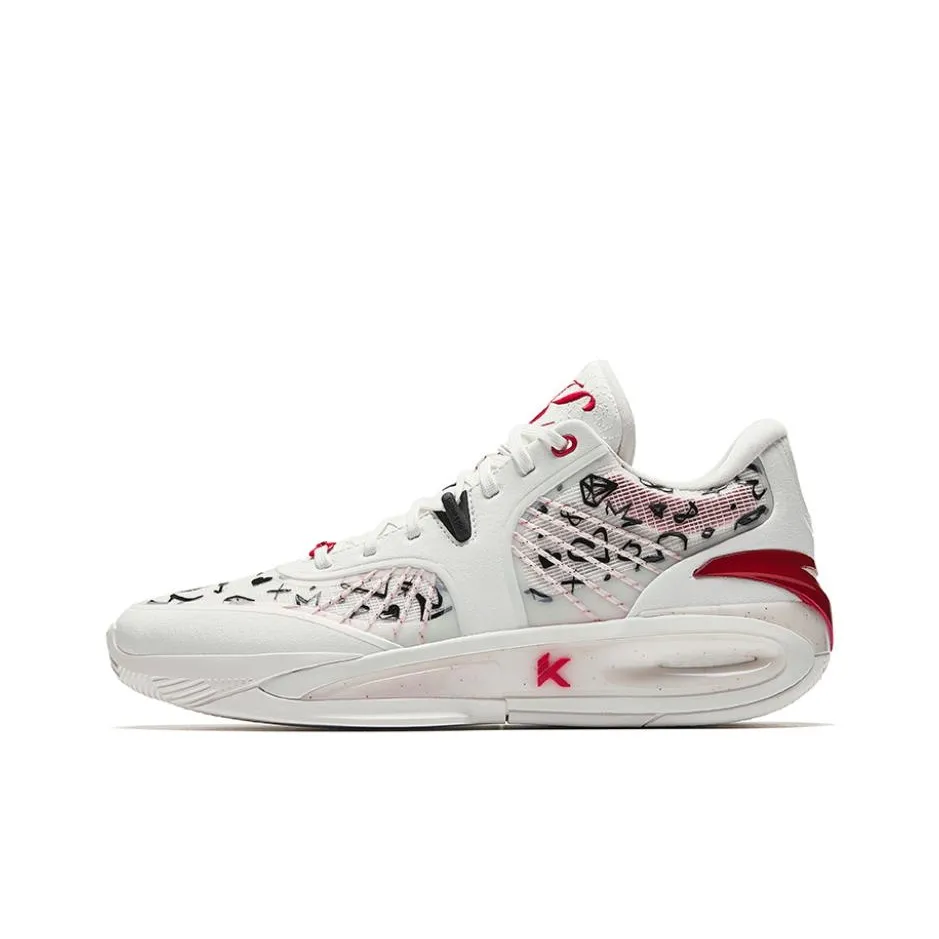 Anta KT10 Non slip Wear resistant Shock Absorption Mid Top Basketball Shoes Men's White Red