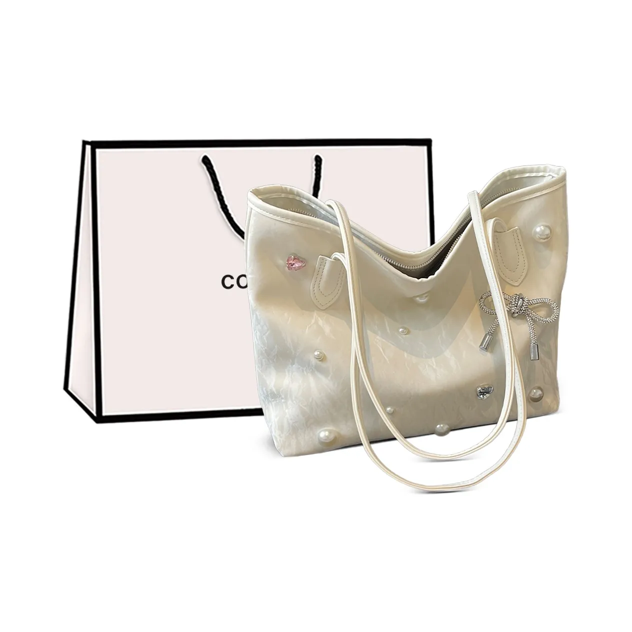 COMELY Сумка Tote из синтетической кожи сумка для покупок сумка через плечо стандартная женская цвет экрю