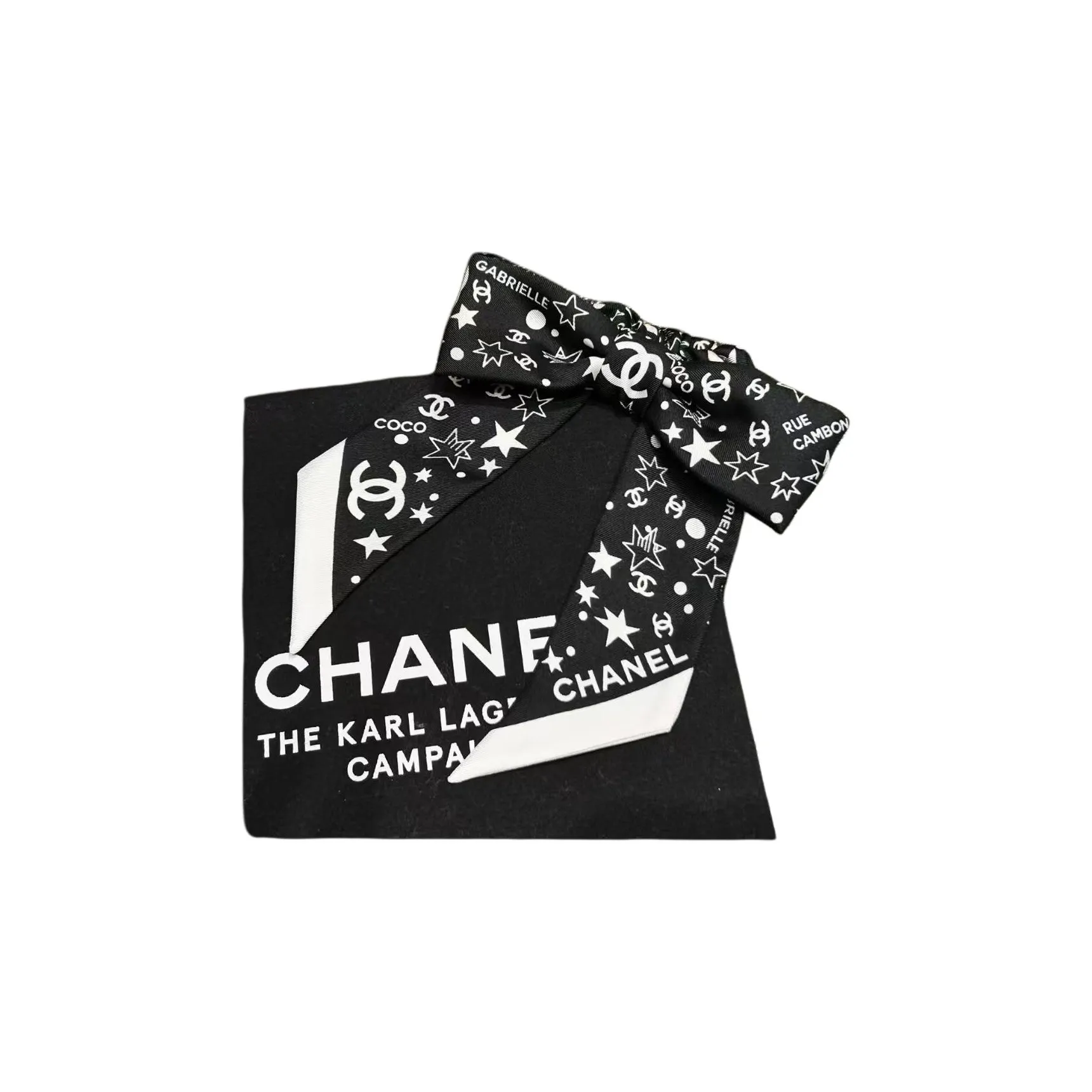CHANEL Mulberry Silk Hair Tie Women's Black
