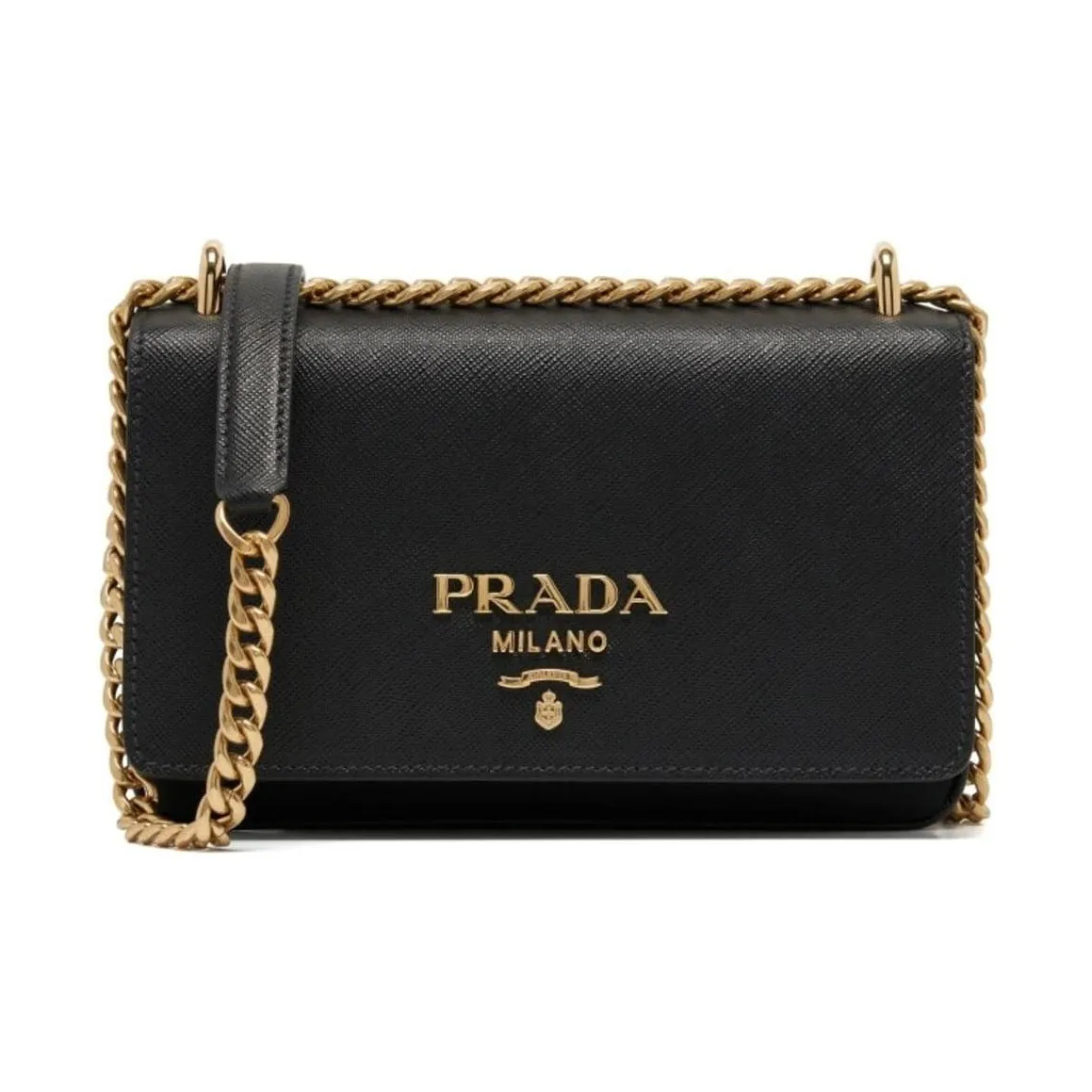 PRADA Leather Crossbody Bag Women's Black