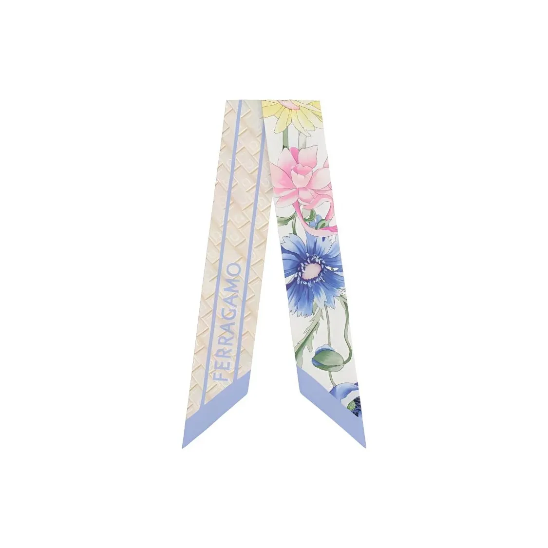 FERRAGAMO Шелковые шарфы Женские Бежевый Светло-Синий