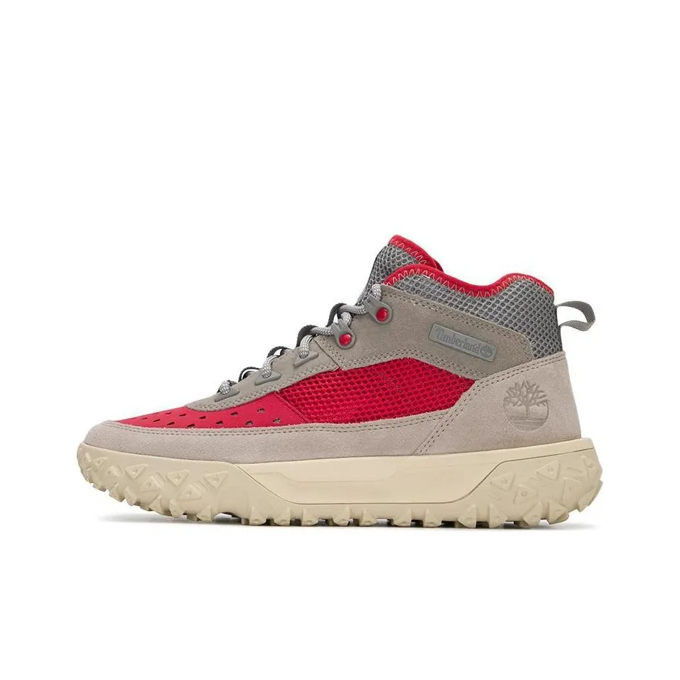 Timberland Greenstride Motion Cushioning Lightweight Mid Top Trekking weight shoes Men's Gray Red