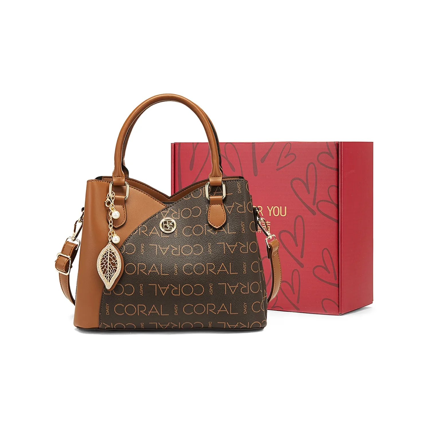 CORALDAISY Synthetic Leather Handbag Crossbody Bag Mom Bag Tote Bag Regular Women's Coffee & Brown